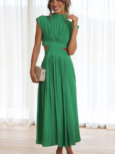Gersinde - Elegant Sleeveless Dress with Cutout and Stand-up Collar for Women