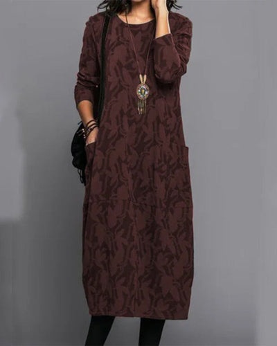 Freya™ - Long Sleeve Pocket Dress with Print