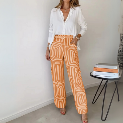 Amalia | Geometric Palazzo Pants & Top Set