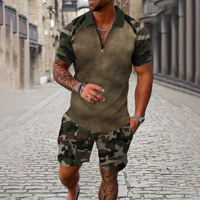 Camouflage Polo Shirt And Shorts