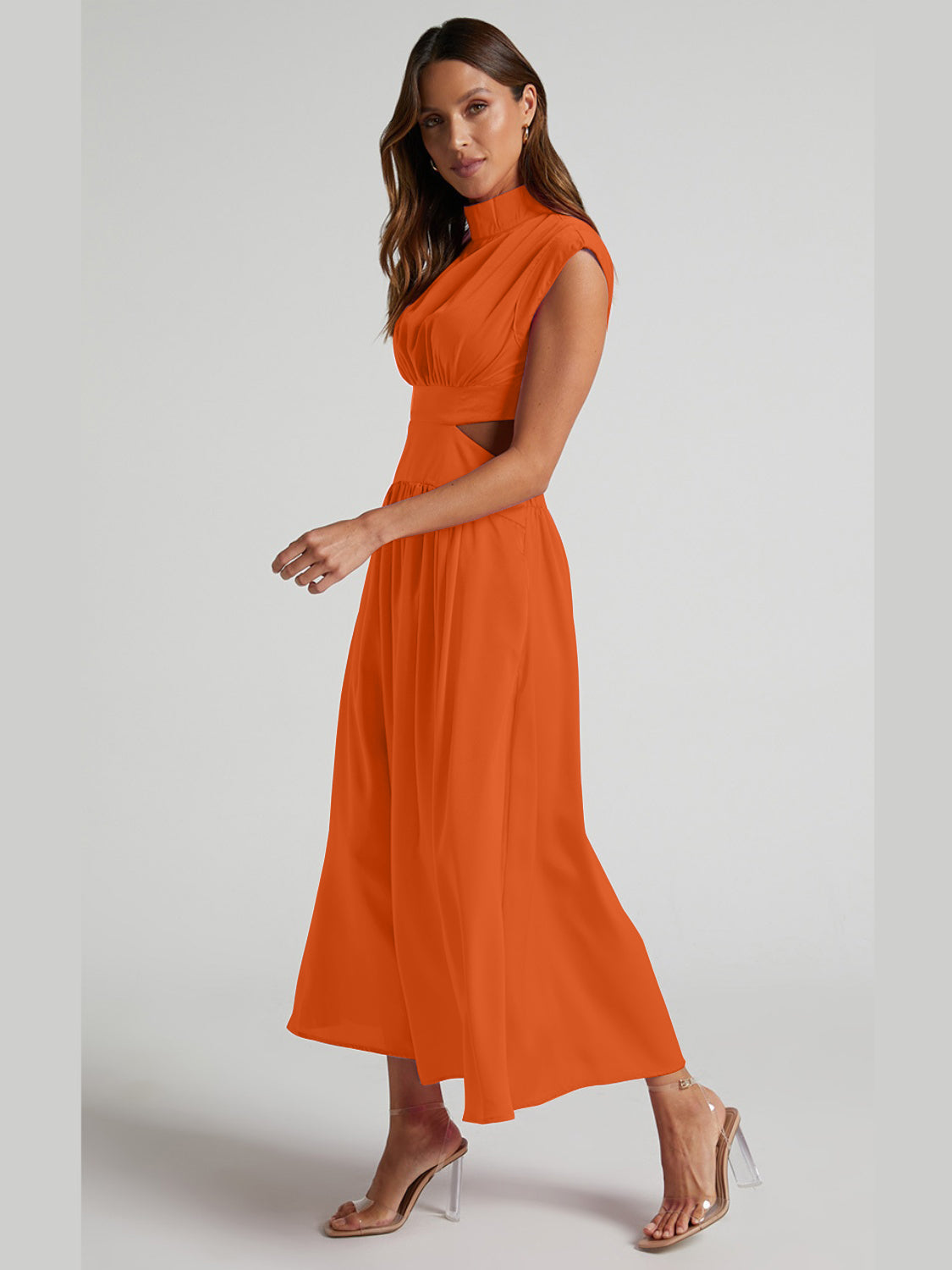 Gersinde - Elegant Sleeveless Dress with Cutout and Stand-up Collar for Women