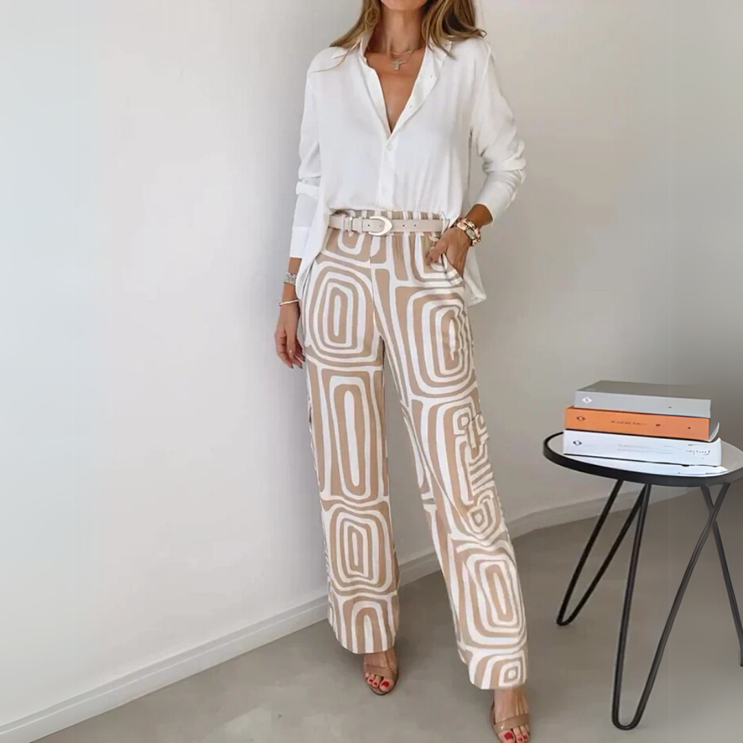 Amalia | Geometric Palazzo Pants & Top Set