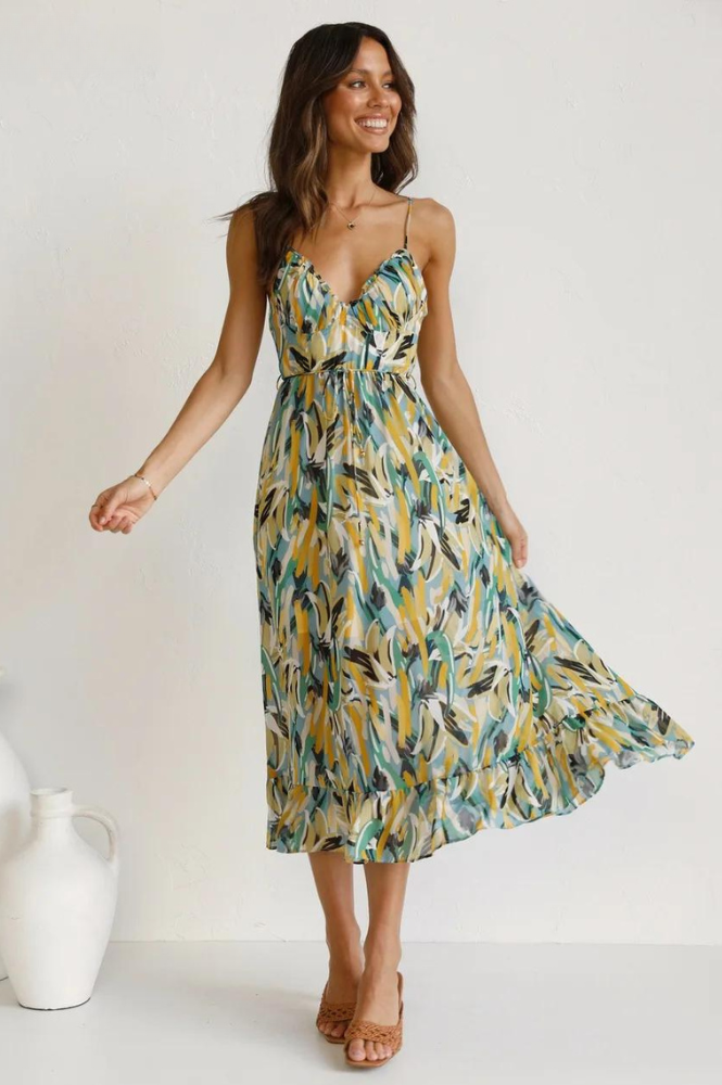 Irmgard - Fashionable Midi Dress in Vibrant Colors for Women