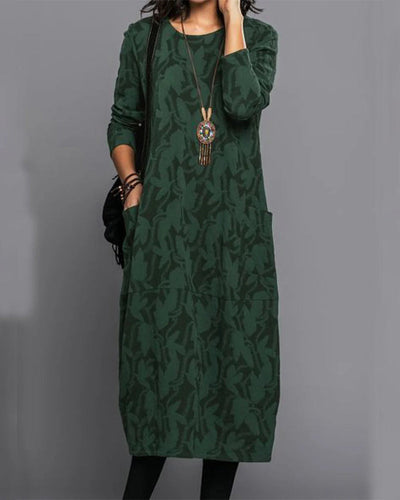 Freya™ - Long Sleeve Pocket Dress with Print