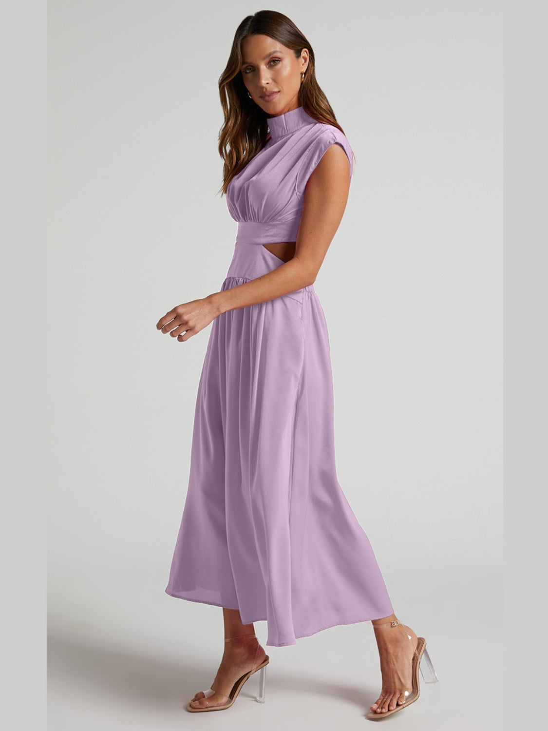 Gersinde - Elegant Sleeveless Dress with Cutout and Stand-up Collar for Women