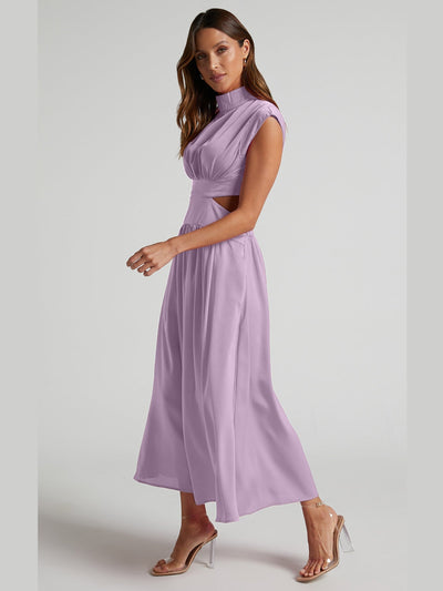 Gersinde - Elegant Sleeveless Dress with Cutout and Stand-up Collar for Women