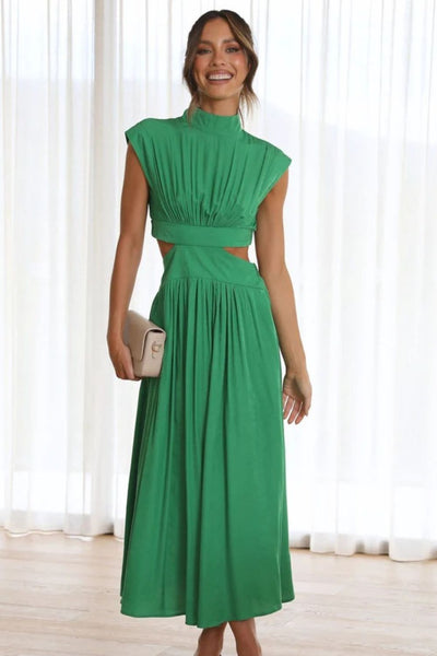 Gersinde - Elegant Sleeveless Dress with Cutout and Stand-up Collar for Women