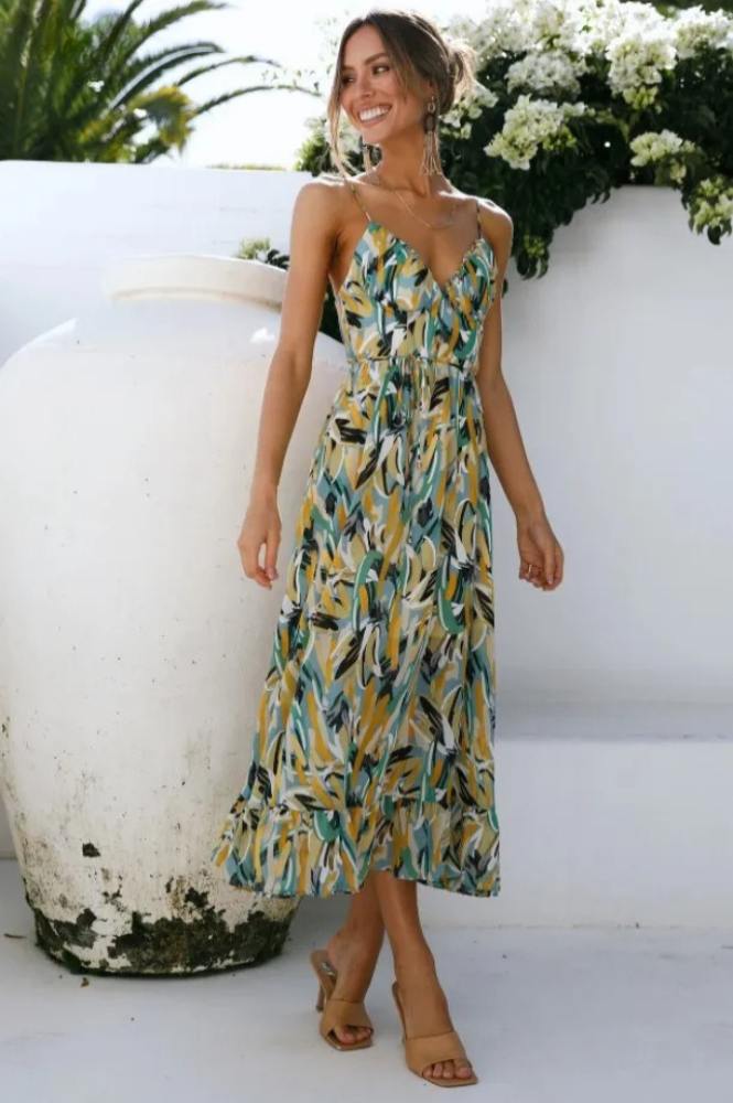 Irmgard - Fashionable Midi Dress in Vibrant Colors for Women