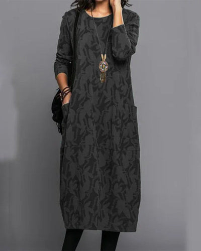 Freya™ - Long Sleeve Pocket Dress with Print