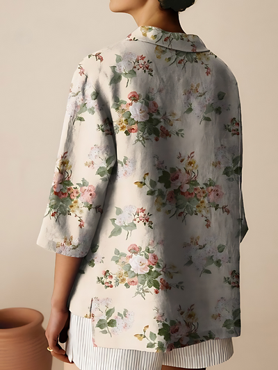 Josie - Vintage Floral Art Print 3/4 Sleeve Shirt