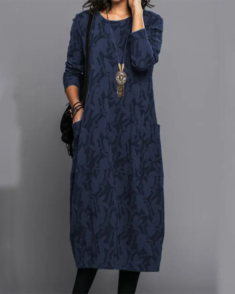 Freya™ - Long Sleeve Pocket Dress with Print