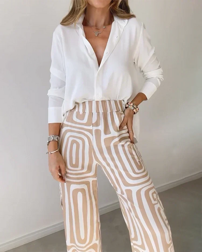 Amalia | Geometric Palazzo Pants & Top Set