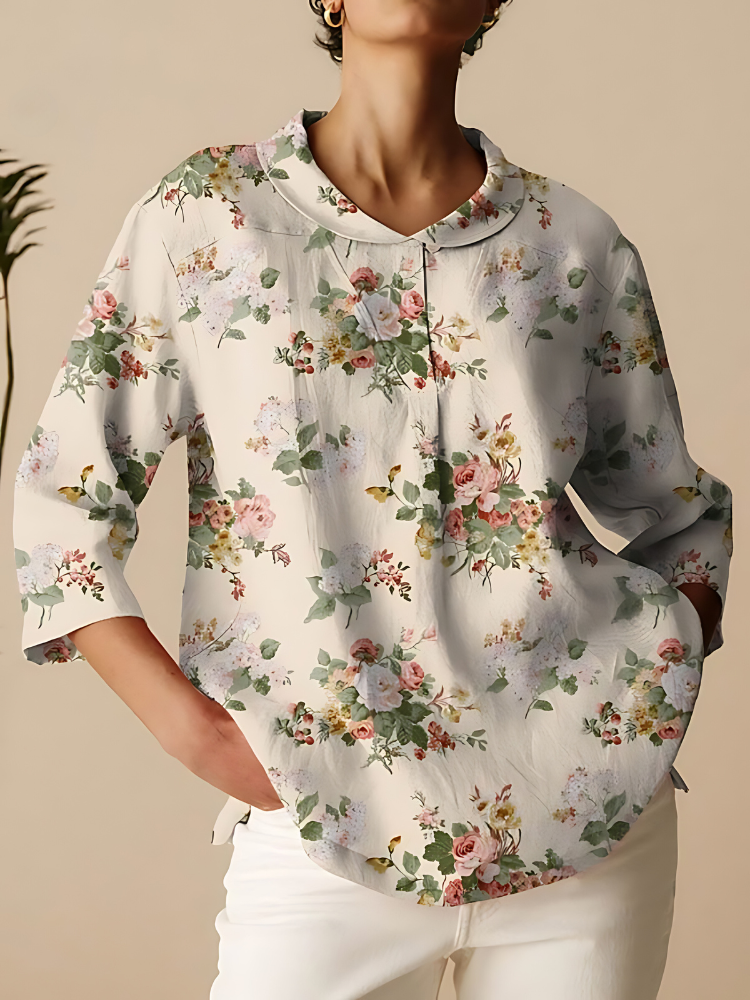Josie - Vintage Floral Art Print 3/4 Sleeve Shirt