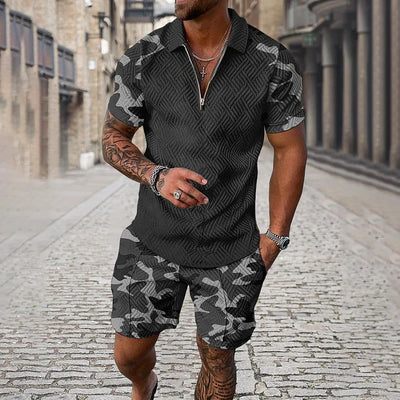 Camouflage Polo Shirt And Shorts