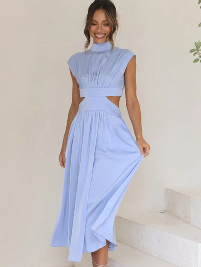 Gersinde - Elegant Sleeveless Dress with Cutout and Stand-up Collar for Women
