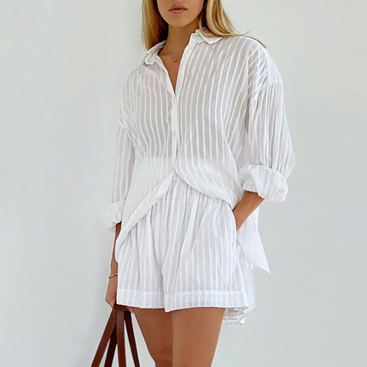 Violet | Light and Airy Button-Up and Shorts Ensemble