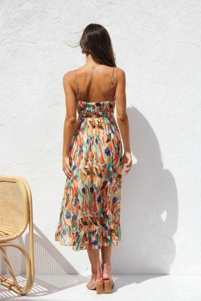 Irmgard - Fashionable Midi Dress in Vibrant Colors for Women