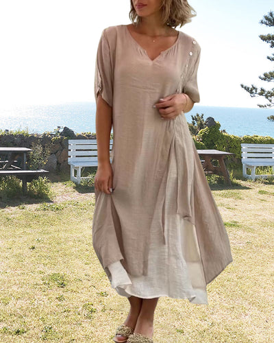 Caroline™ - Short Sleeve Asymmetric Dress