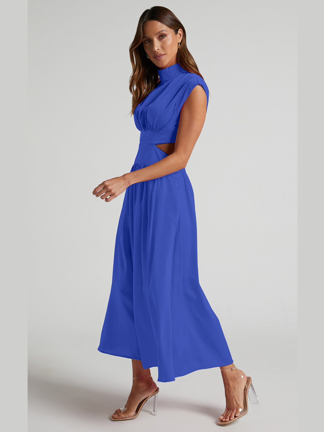Gersinde - Elegant Sleeveless Dress with Cutout and Stand-up Collar for Women