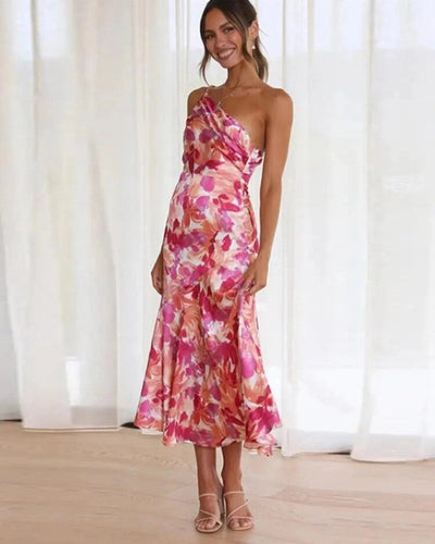 Sienna - Asymmetric Maxi Dress with Floral Pattern for Women