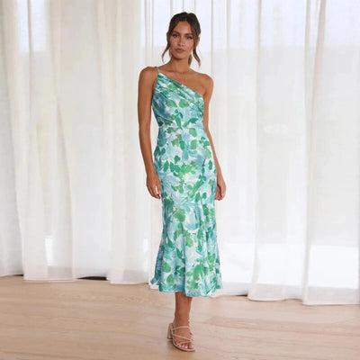 Sienna - Asymmetric Maxi Dress with Floral Pattern for Women
