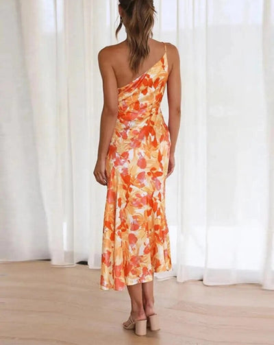 Sienna - Asymmetric Maxi Dress with Floral Pattern for Women