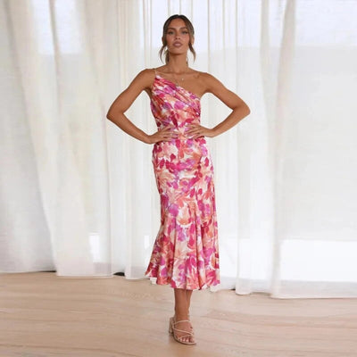 Sienna - Asymmetric Maxi Dress with Floral Pattern for Women