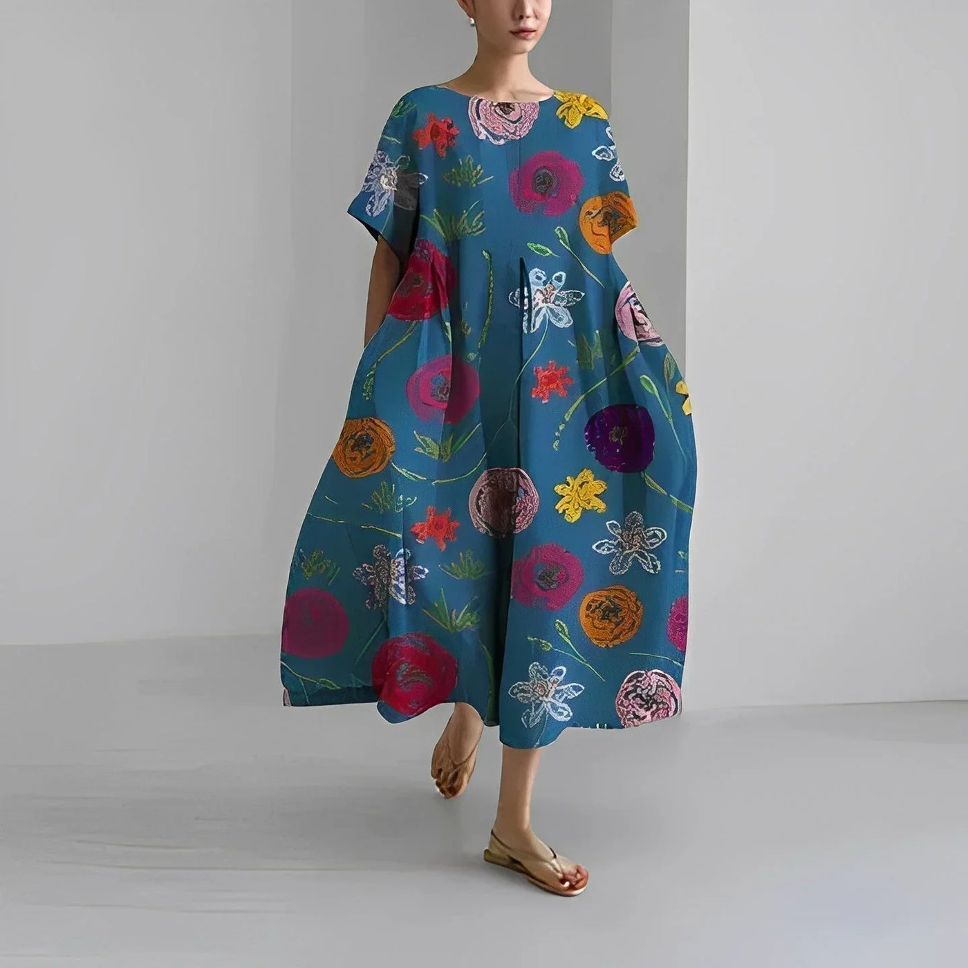 Charlotte - Teal Floral Maxi Dress