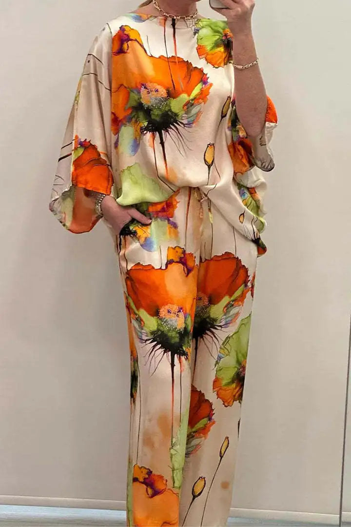 Nivara - Orange Floral Luxe Set