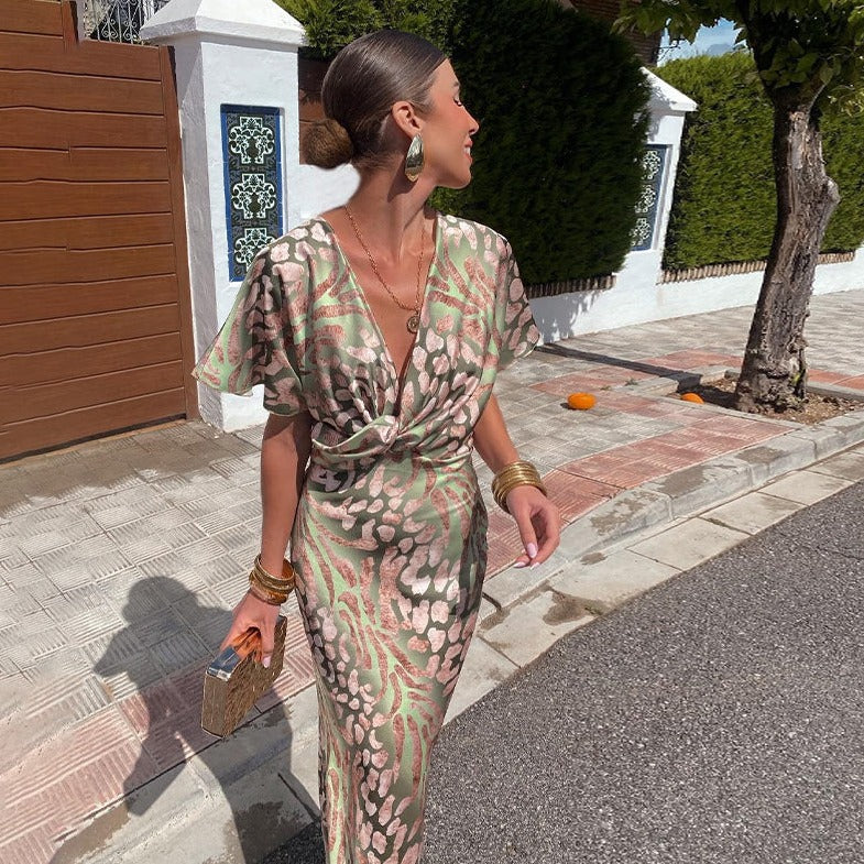 Celest™ | Twisted V-Neck Maxi Dress