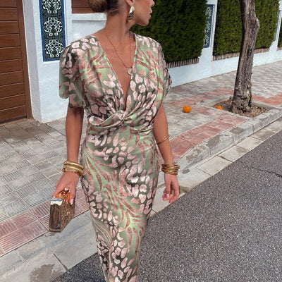 Celest™ | Twisted V-Neck Maxi Dress