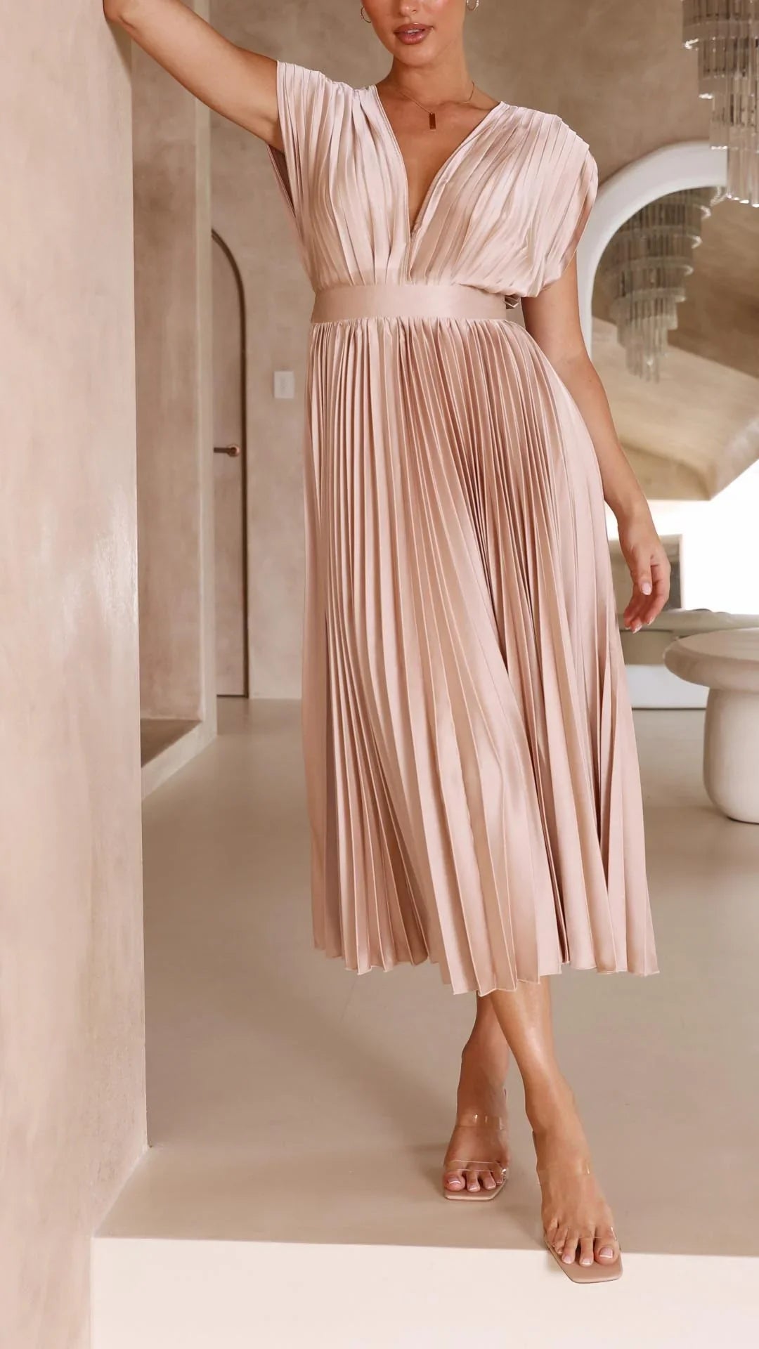 Sabine - Feminine Satin Dress for Special Occasions