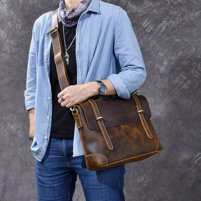 YPRES | Brown Leather Handbag