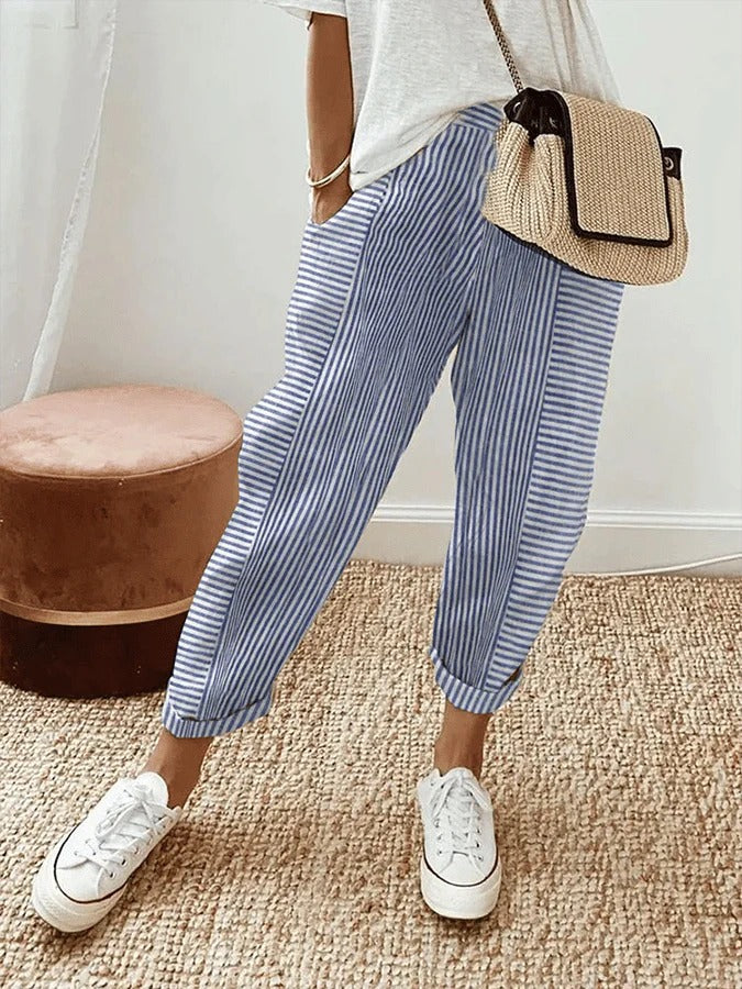 MILAN | STRIPED LINEN PANTS