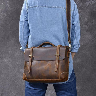 YPRES | Brown Leather Handbag