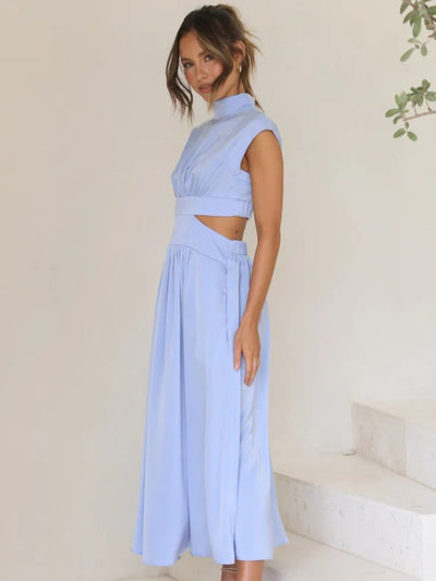 Gersinde - Elegant Sleeveless Dress with Cutout and Stand-up Collar for Women