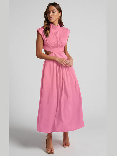 Gersinde - Elegant Sleeveless Dress with Cutout and Stand-up Collar for Women