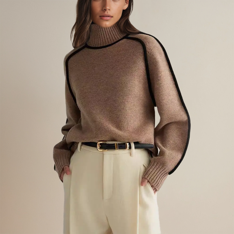 Ava™ | Luxurious Turtleneck with Contrasting Details