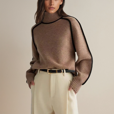 Ava™ | Luxurious Turtleneck with Contrasting Details