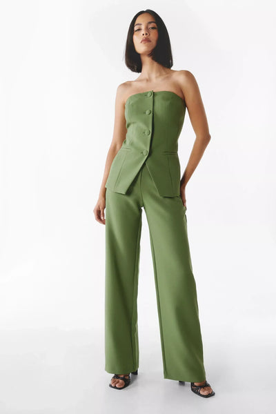 Bria | Strapless Button-Up Two-Piece Set