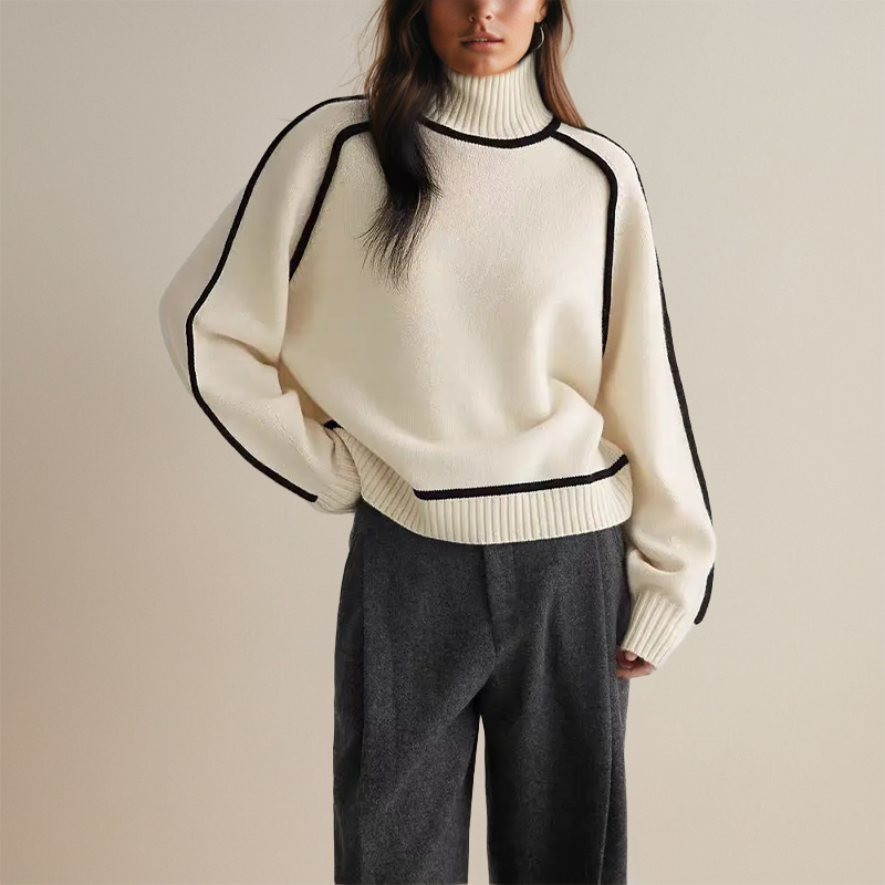 Ava™ | Luxurious Turtleneck with Contrasting Details