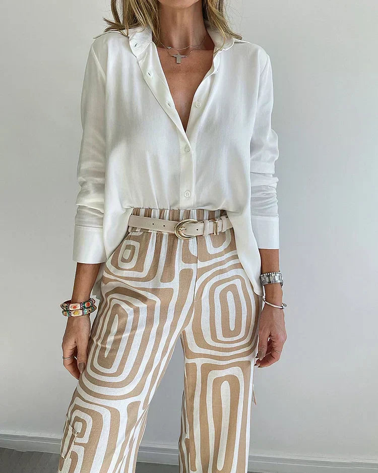 Amalia | Geometric Palazzo Pants & Top Set