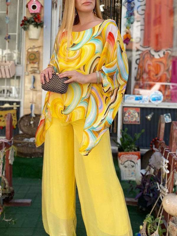 Amelisse - Vibrant Yellow Printed Suit