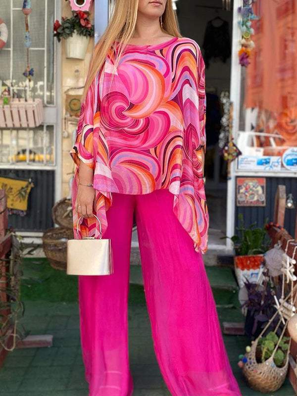Lirienne - Vibrant Pink Printed Suit