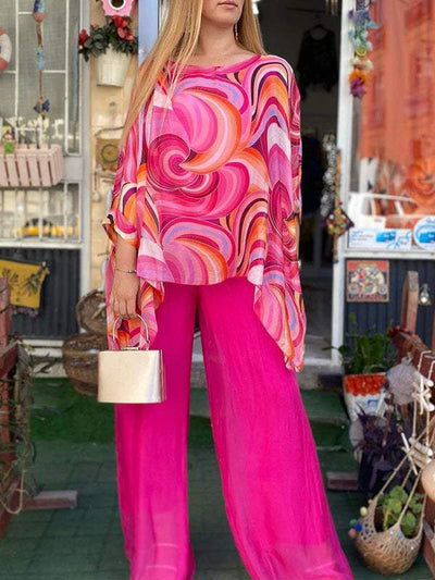 Lirienne - Vibrant Pink Printed Suit