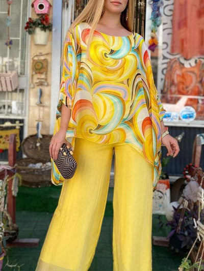 Amelisse - Vibrant Yellow Printed Suit