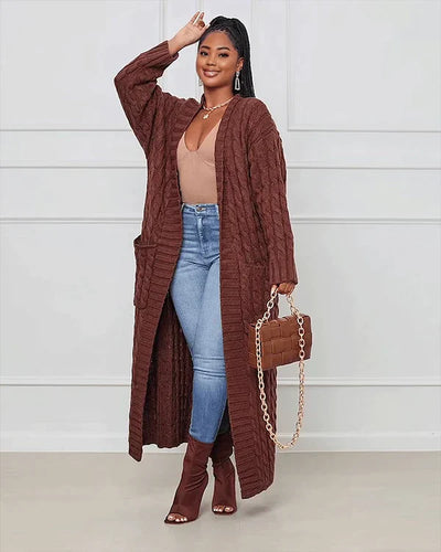 Theodora - V-neck Casual Long Cardigan