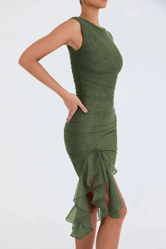 Brit & Boho™️ Scarlett I Ruffle Ruched Party Dress