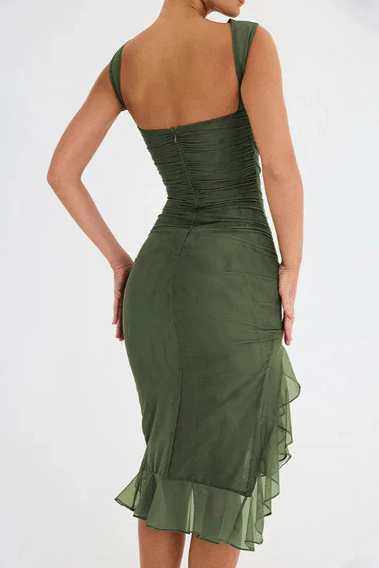 Brit & Boho™️ Scarlett I Ruffle Ruched Party Dress