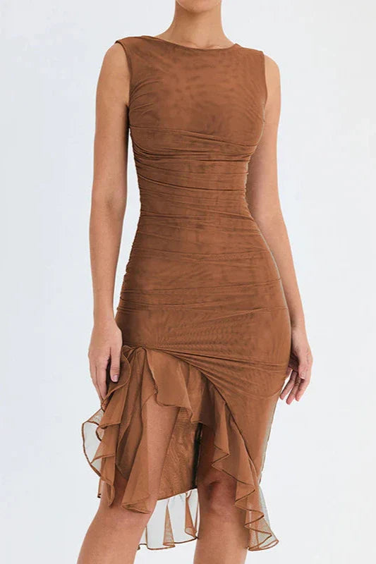 Brit & Boho™️ Scarlett I Ruffle Ruched Party Dress